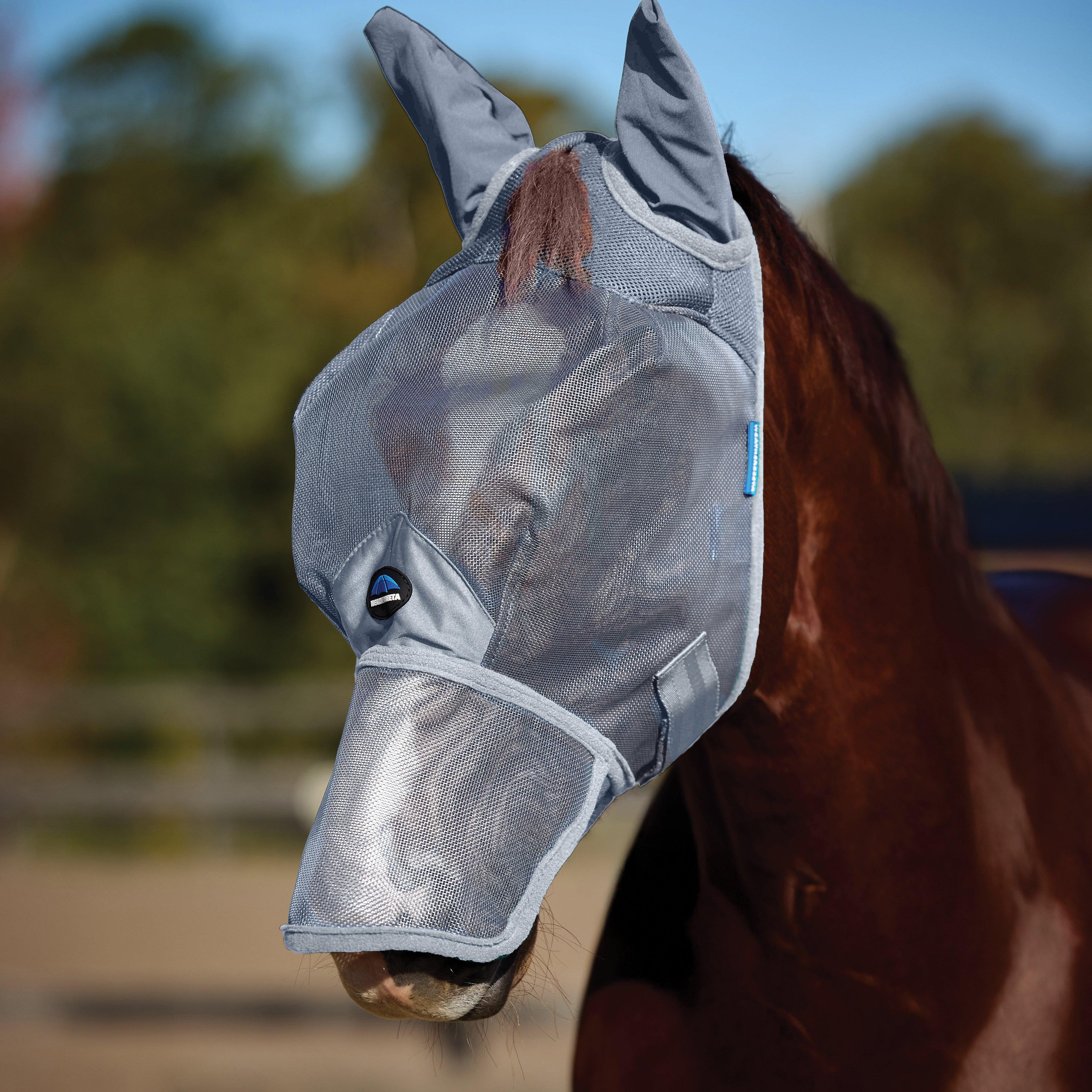 ComFiTec Fine Mesh Fly Mask With Ears & Nose Grey - Image 2