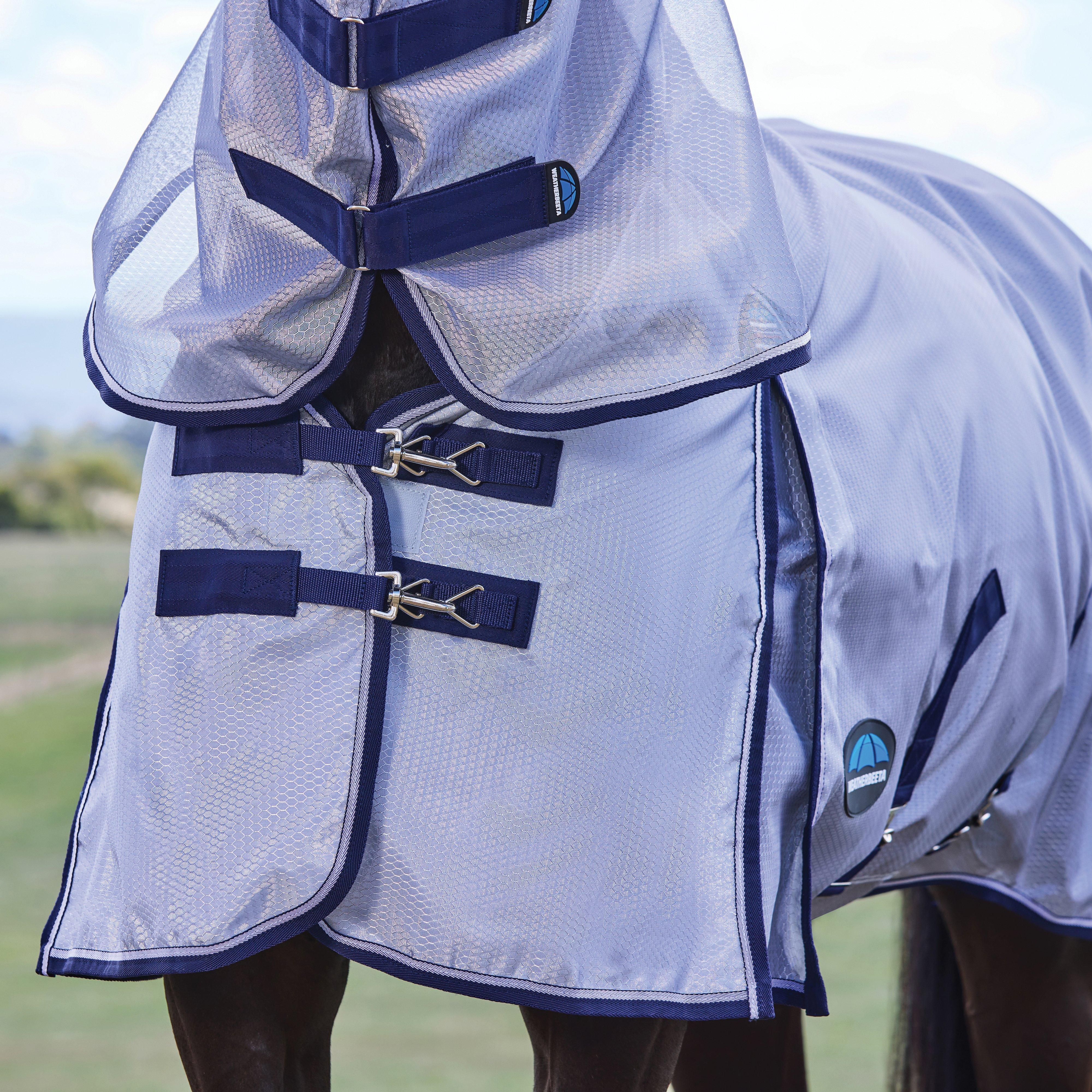 ComFiTec Hexi Shield Combo Neck Fly Sheet Silver/Navy/White - Image 3