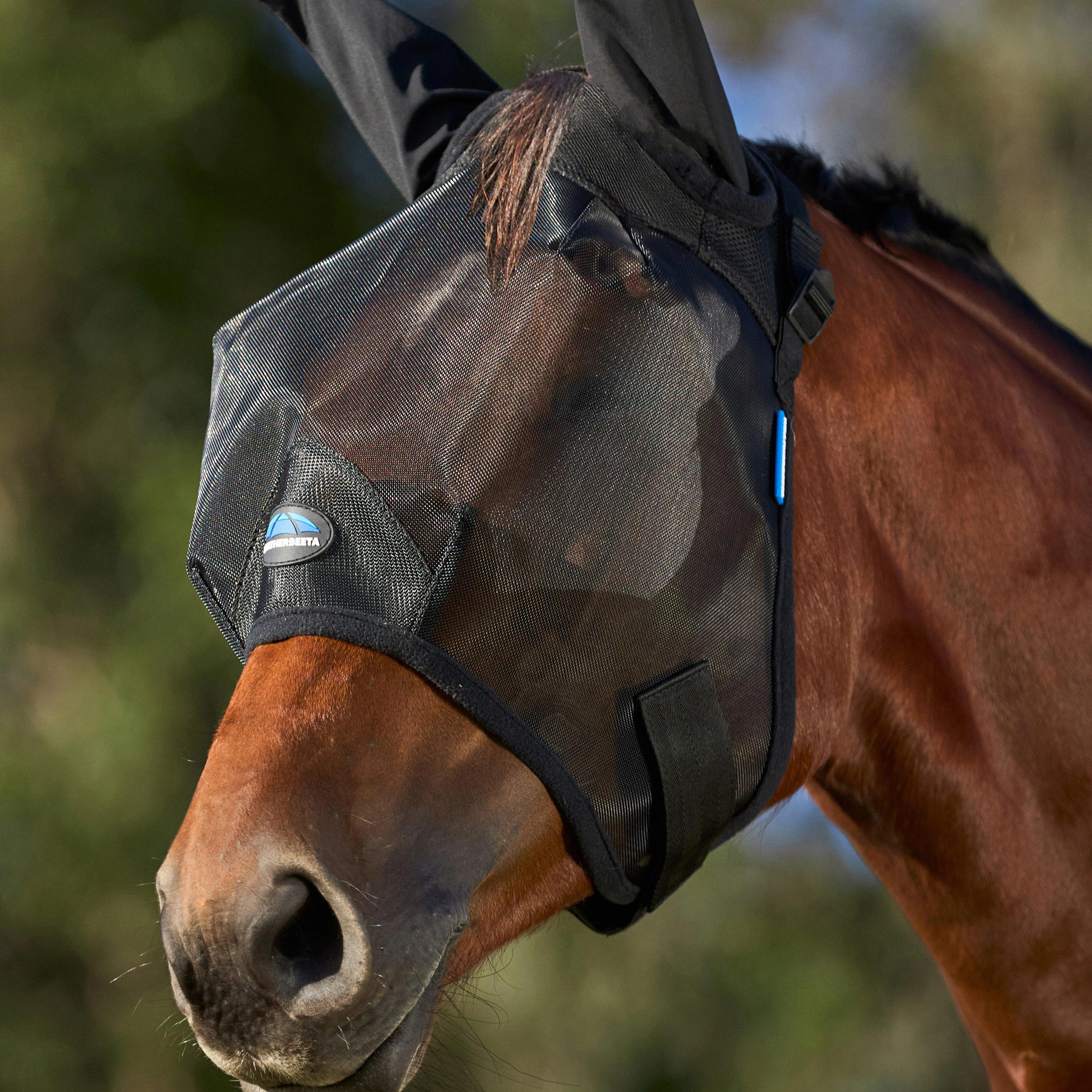 ComFiTec Insect Guard Fly Mask With Ears Black - Image 2
