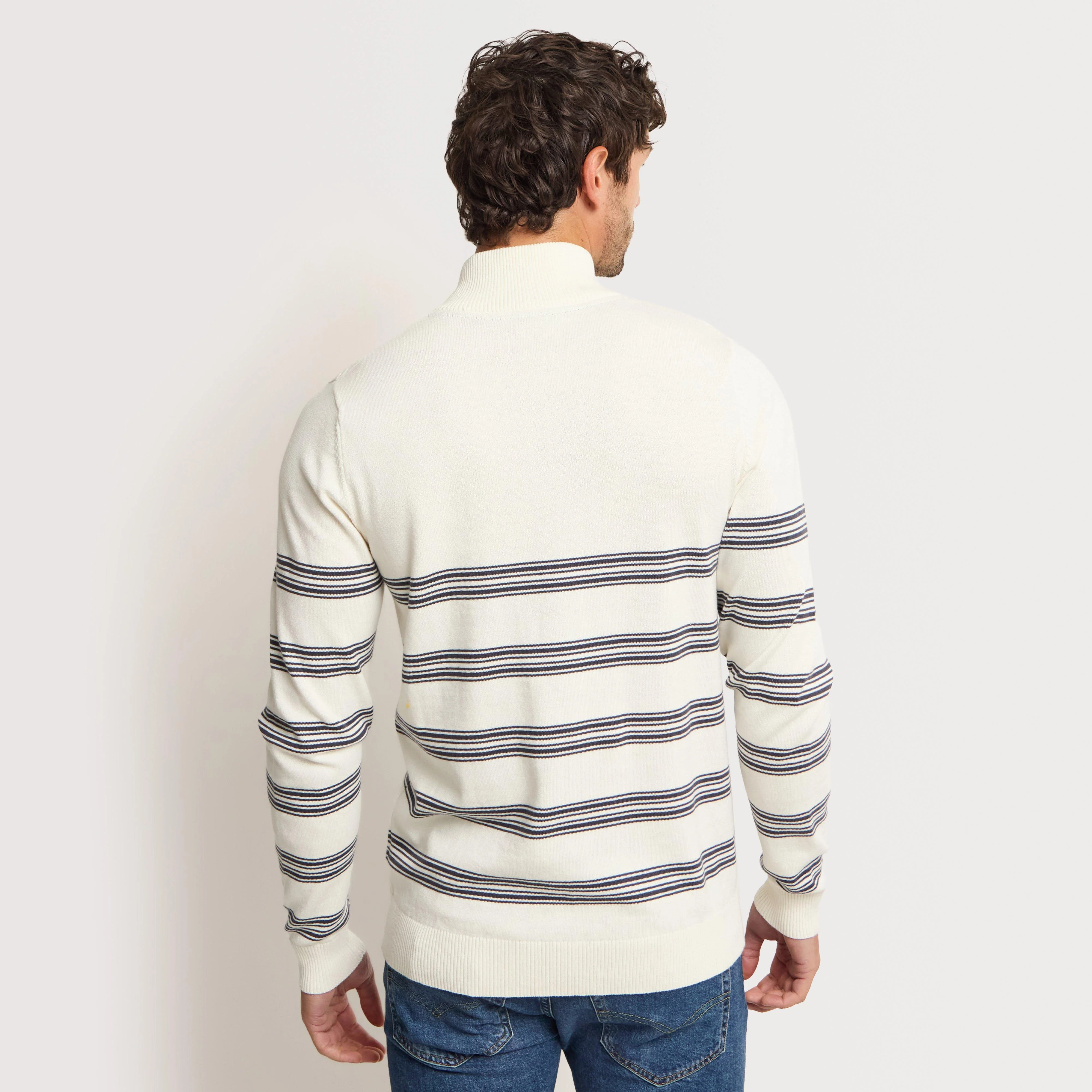 Men's Gunnar 1/4 Zip Fine Knit Stripe Jumper - Image 4