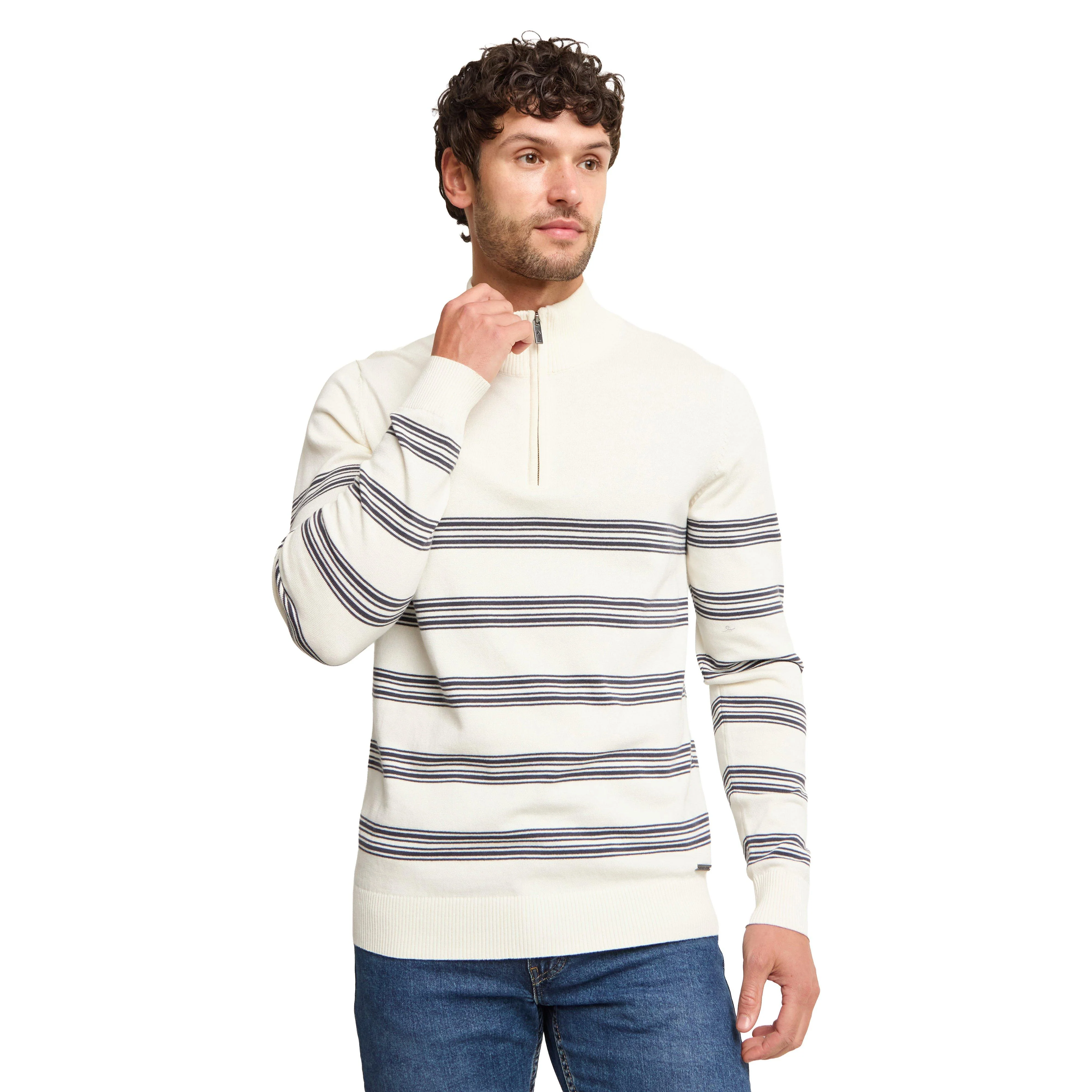 Men's Gunnar 1/4 Zip Fine Knit Stripe Jumper - Image 5