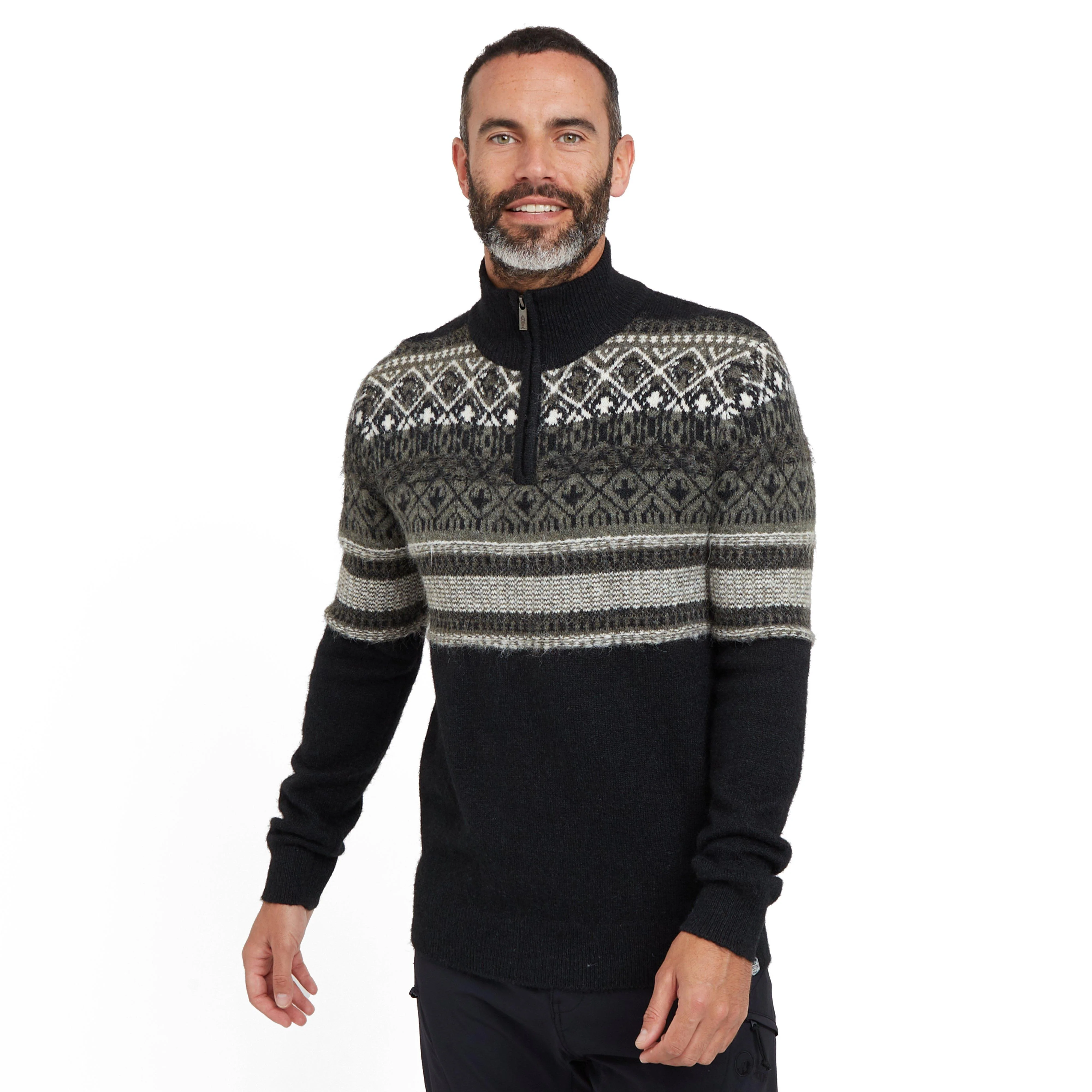 Men’s Yarmouth Fair Isle Half Zip Sweater - Image 7