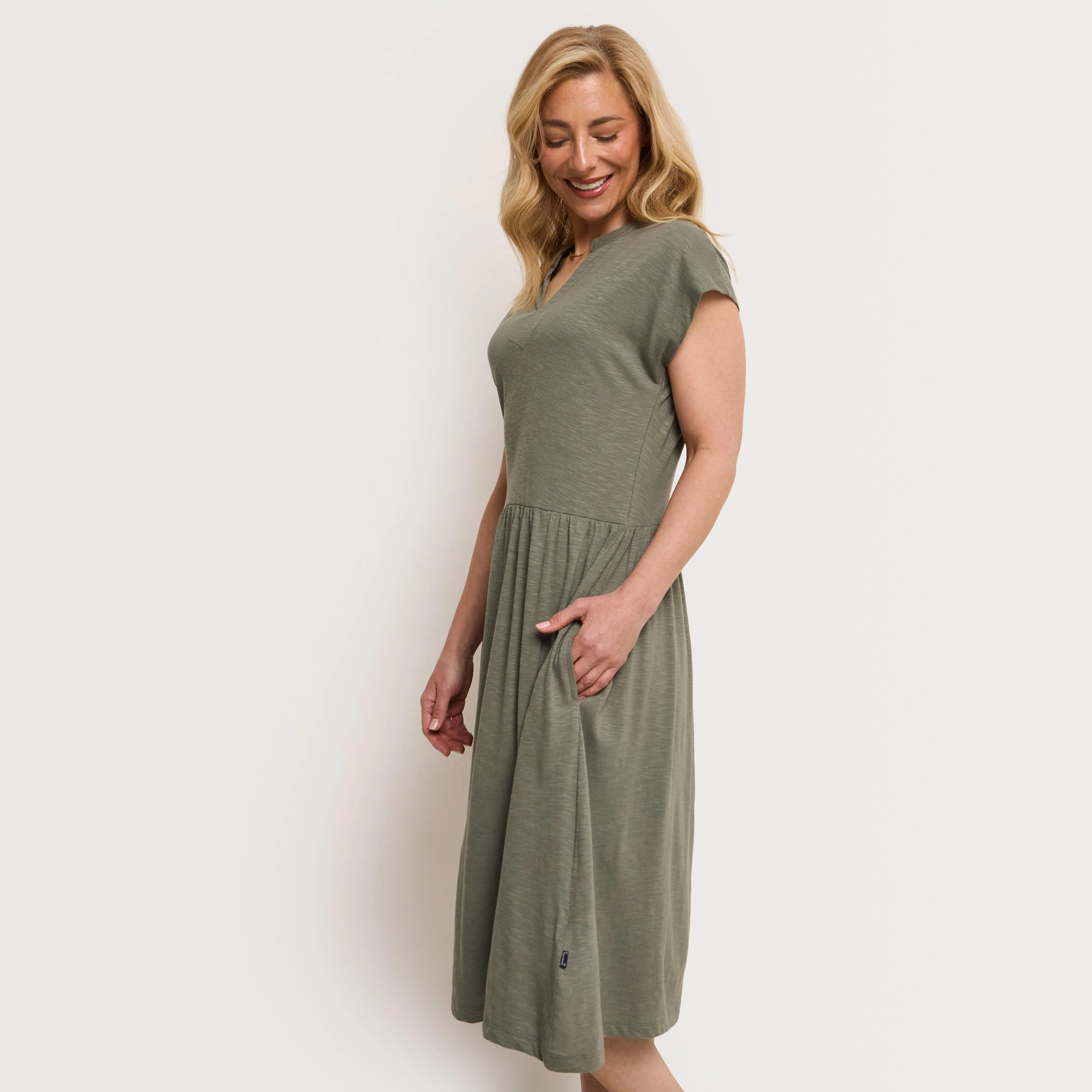 Women's Lilly Plain Jersey Notch Neck Dress - Image 2